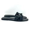 Hermes Oran Black Leather H Cut Out Flat Slide Sandals 42 UK 9