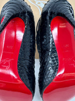 Christian Louboutin Black Python Patent Leather Heels
