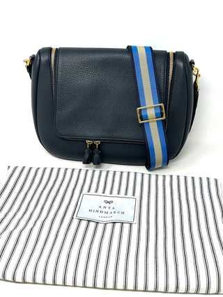 Anya Hindmarch Vere Navy Grained Leather Satchel Cross Body Bag