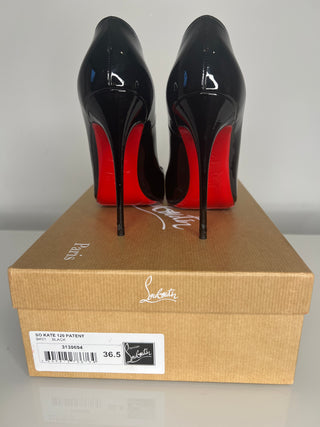 Christian Louboutin So Kate 120 Black Patent Heels 36.5 UK3.5