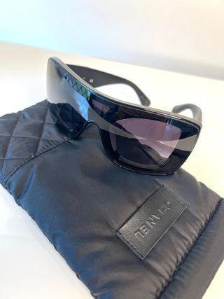 Chanel 71267 Black Lambskin Shield Quilted Sunglasses