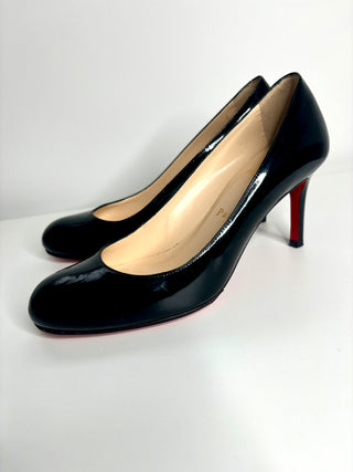 Christian Louboutin Simple Pump 70 Black Patent Heels 36 UK3