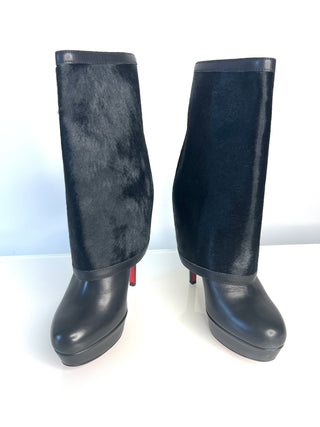 Christian Louboutin Armony 140 Black Leather Platform Heeled Boots – Size 36 / UK 3