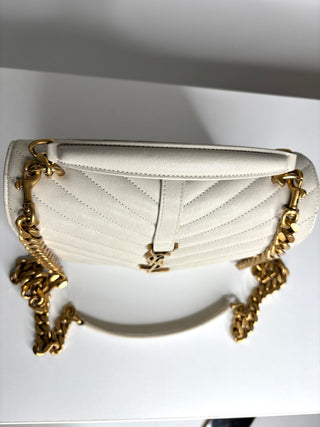 Saint Laurent College Medium Cream Leather Shoulder Bag