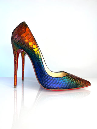 Christian Louboutin So Kate 120 Rainbow Python Ombre Heels 38 UK5