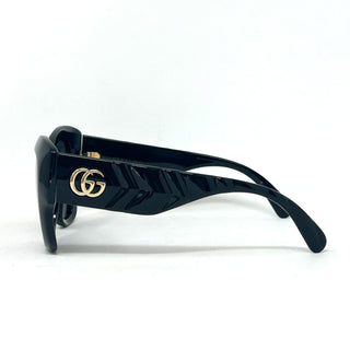 Gucci Black Oversized Cat Eye Shiny Acetate Sunglasses