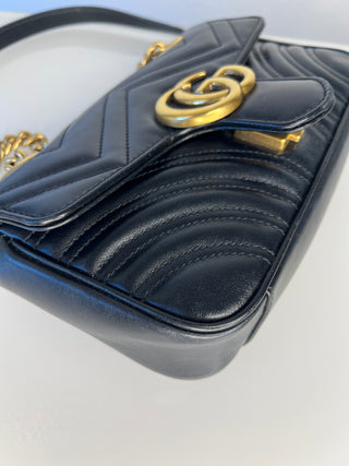 Gucci GG Marmont Small Black Leather Shoulder Bag