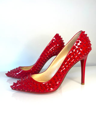 Christian Louboutin Pigalle Spikes 100 Red Patent Leather Heels – Size 41 UK 8