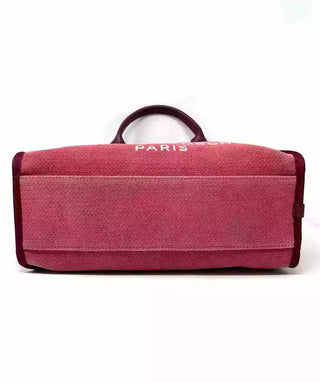 Chanel Deauville Dark Pink Red Canvas Bowling Bag