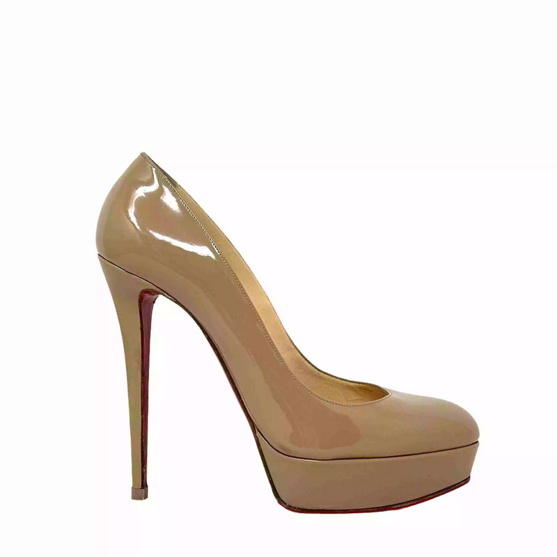 Christian Louboutin Bianca 140 Nude Patent Leather Platform Heels 41 UK 8