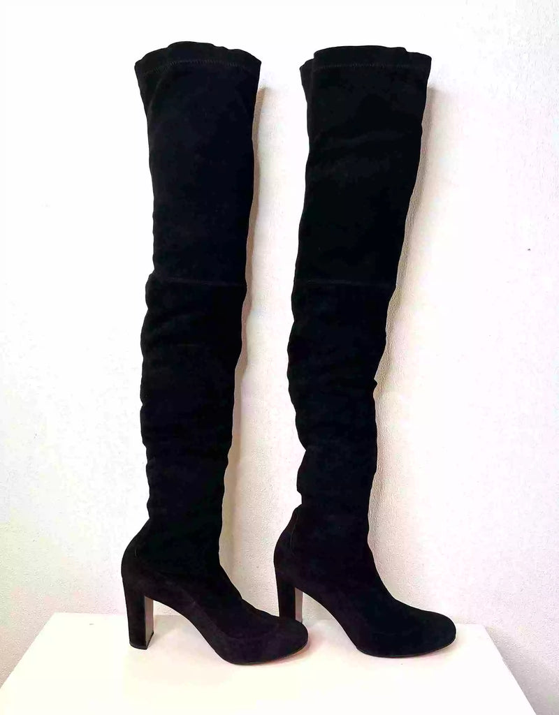 Christian Louboutin Kiss Me Gena 85 Black Suede Over-The-Knee Boots 39 UK 6