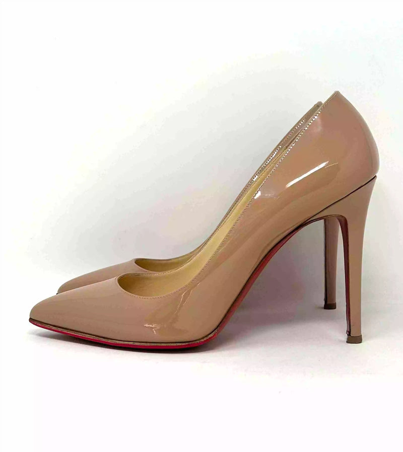 Christian Louboutin Pigalle 100 Nude Patent Leather Pump Heels 40 UK 7