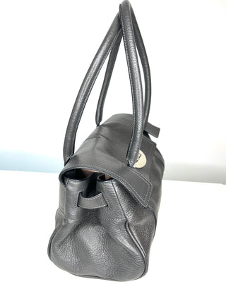 Mulberry Bayswater East West Dark Grey Pebbled Leather Handbag