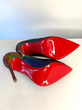 Christian Louboutin So Kate 120 Rainbow Python Ombre Heels 38 UK5