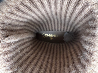 Chanel Beige Suede and Knit Chain Detail Boots 39 UK6