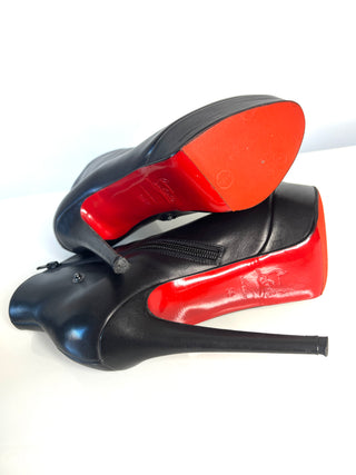 Christian Louboutin Armony 140 Black Leather Platform Heeled Boots – Size 36 / UK 3