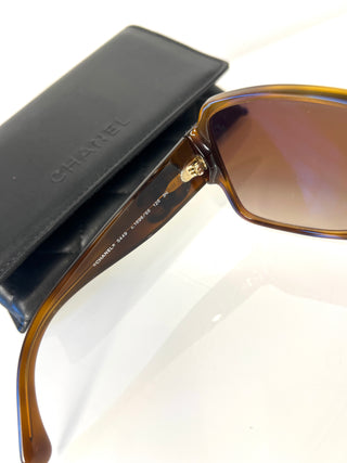 Chanel CH5449 Rectangular Brown Tortoise Shield Sunglasses