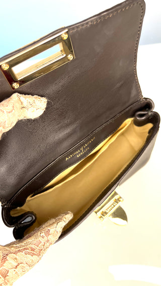Aspinal of London Lottie Black Leather Python Print Crossbody Bag