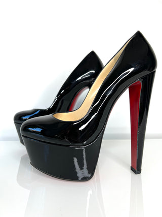 Christian Louboutin Alta Vicky 160 Black Patent Leather Platform Heels 38.5 UK5.5