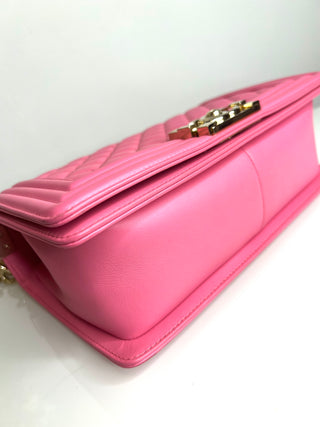 Chanel Preloved Boy Bag Pink Quilted Lambskin GTH Shoulder Bag