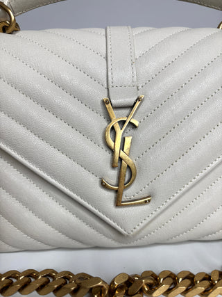 Saint Laurent College Medium Cream Leather Shoulder Bag