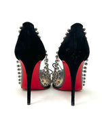 Christian Louboutin Black Suede Studded PVC Bow Heels 
