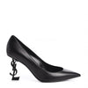 Saint Laurent Black Leather YSL Logo Pump Heels