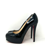 Christian Louboutin Bianca 120 Black Patent Leather Platform Pump Heels 37 UK 4