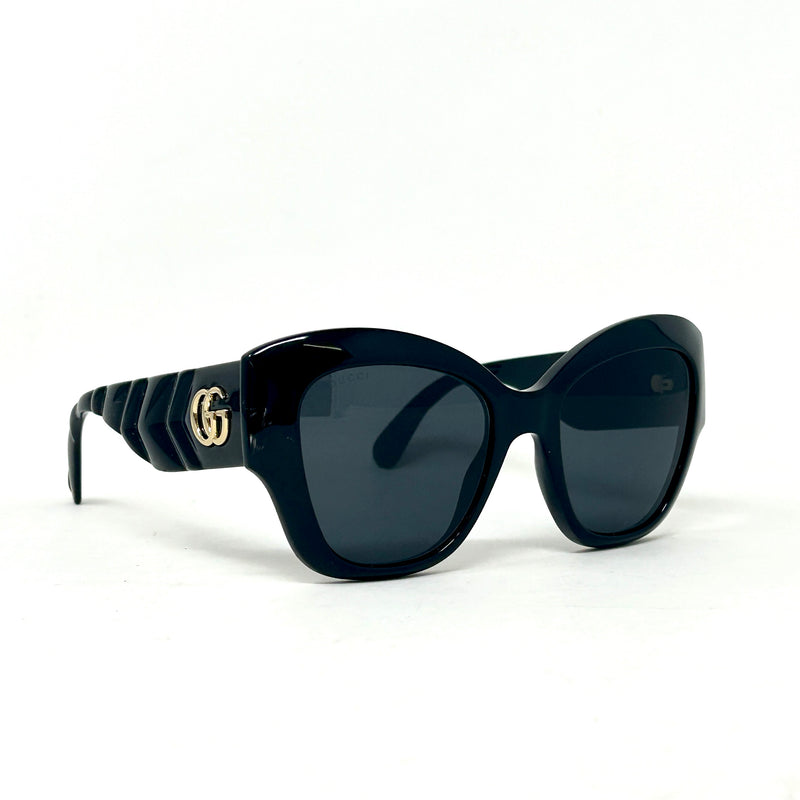 Gucci Black Oversized Cat Eye Shiny Acetate Sunglasses