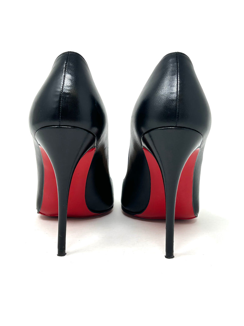 Christian Louboutin Pigalle Follies 100 Black Leather Pump Heels