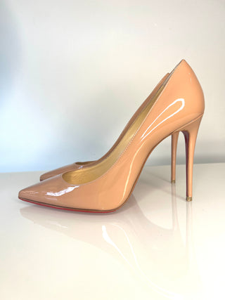 Christian Louboutin Kate 100 Nude Patent Leather Pumps – Size 37.5 UK 4.5