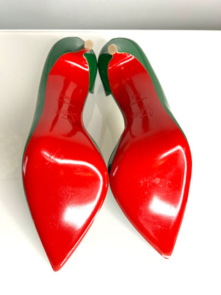 Christian Louboutin Iriza 100 Green Patent Leather Heels 39.5 UK6.5