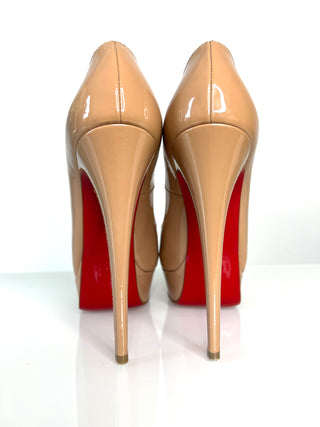 Christian Louboutin Lady Peep 150 Nude Patent Leather Platform Heels – EU 37.5 / UK 4.5