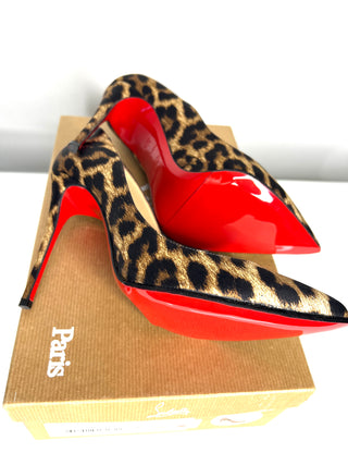 Christian Louboutin Pigalle Follies 100 Satin Leopard Heels 36.5 UK3.5