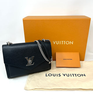 Louis Vuitton Mylockme BB Black Grainy Leather Metal Chain Shoulder Bag