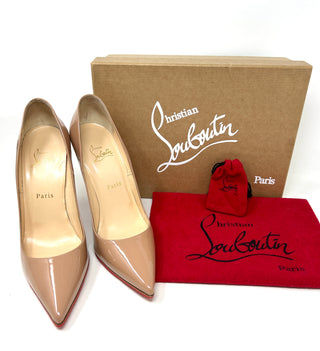 Christian Louboutin So Kate 120 Nude Patent Leather Pump Heels 39.5 UK 6.5