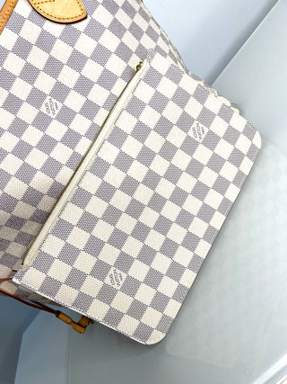 Louis Vuitton Preloved Neverfull MM Damier Azur Tote Bag