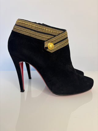 Christian Louboutin Preloved Marychal 100 Black Suede Ankle Boots 39.5 UK6.5