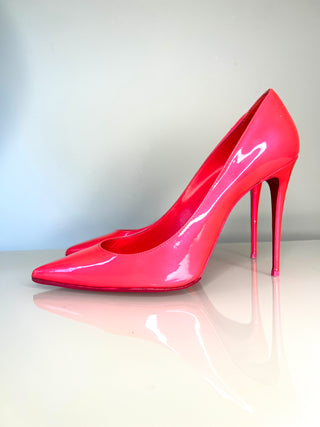 Christian Louboutin Kate 100 Fluo Pink Patent Leather Pumps Heels – Size 40 UK 7