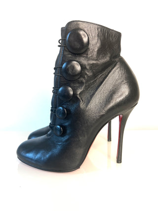 Christian Louboutin Booton 100 Black Leather Ankle Boots – Size small 38 UK5