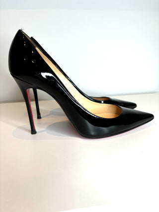 Christian Louboutin Kate 100 Black Patent Leather Heels 40.5 UK7.5