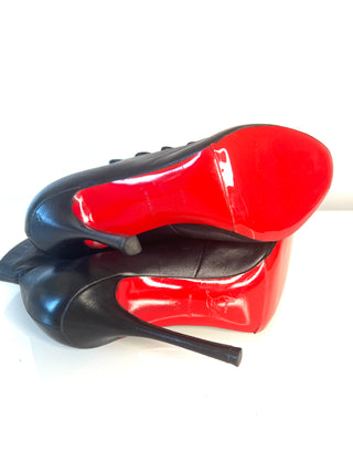 Christian Louboutin Booton 100 Black Leather Ankle Boots – Size small 38 UK5