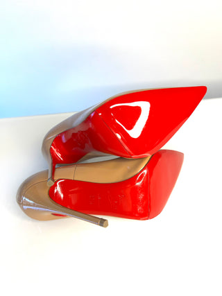 Christian Louboutin So Kate 120 Nude Patent Leather Heels 37.5 UK4.5