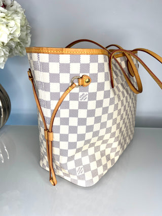 Louis Vuitton Preloved Neverfull MM Damier Azur Tote Bag