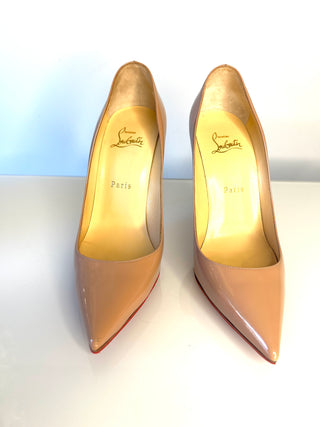 Christian Louboutin Kate 100mm Nude Patent Leather Heels – EU 38.5/ UK 5.5