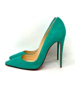 Christian Louboutin Blue Green Suede Leather Pump Heels 