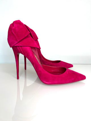 Christian Louboutin Rabakate 100 Pink Suede Heels 39.5 UK6.5