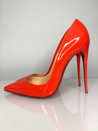 Christian Louboutin So Kate 120 Coral Orange Red Patent Heels 40 UK7