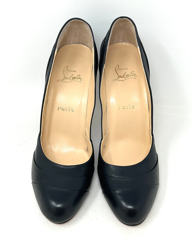 Christian Louboutin Insectica 110 Black Leather Pleated Pump Heels 41 UK 8