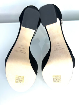 Jimmy Choo Mionne 120 Black Suede Platform Sandals 40 UK7